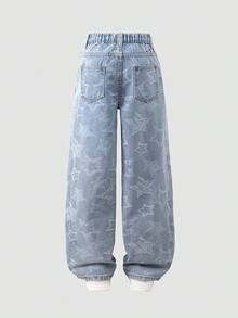 SHEIN ChillGRL 酷炫女孩休闲迷彩牛仔裤 - 淺色水洗藍 - 查看 2