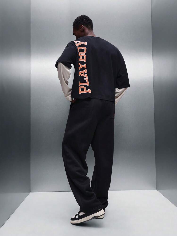PLAYBOY X SUMWON Layered Long Sleeve Co-Ord Set With Orange Print