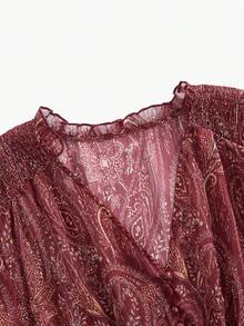 MOTF STUDIO PAISLEY PRINT SHEER RUFFLE HEM SHORT DRESS - Multicolor - View 3