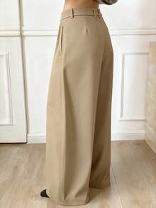 DAZY Solid Color Thermal Lined Thick Harem Pants, Casual Street Style Women's Trousers, Autumn/Winter - Khaki - View 2