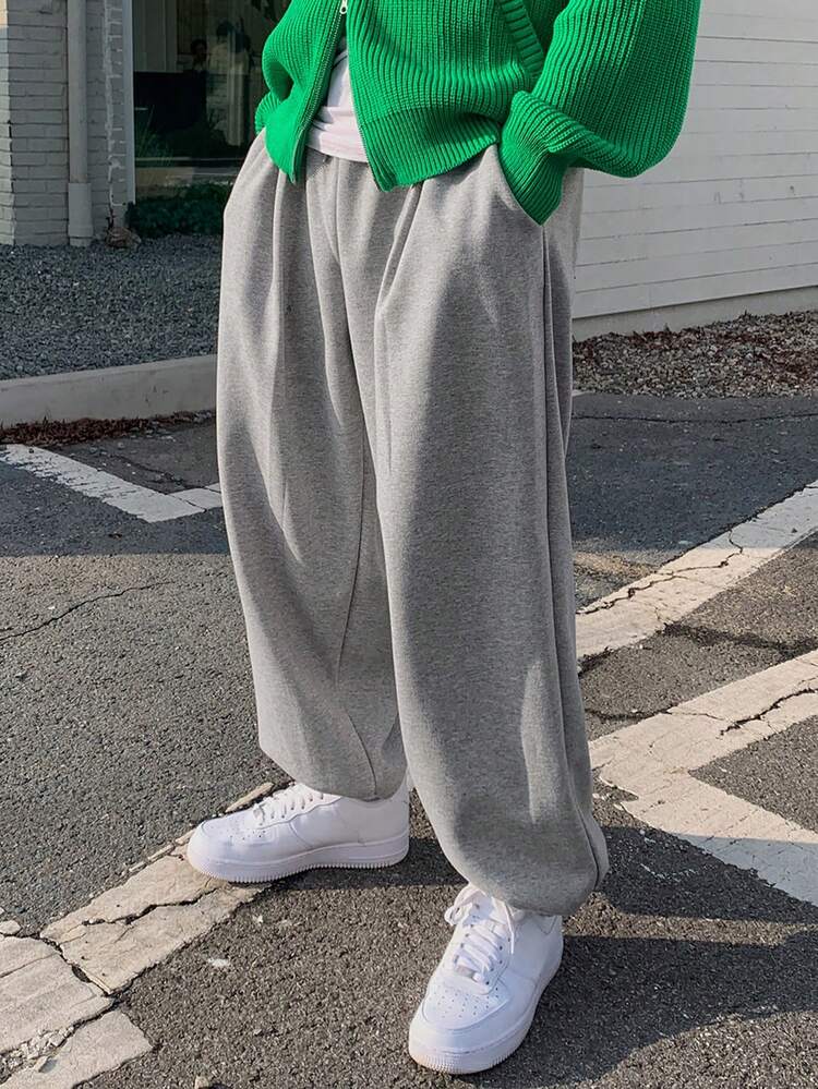 Autumn/Winter Thermal Lined Loose Drawstring Sweatpants For Men