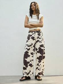 Maija 女士奶牛纹牛仔裤 休闲 Y2K 风 女士秋冬牛仔风 - 彩色 - 查看 5