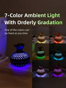 Teckwe 1 pièce Humidificateur de 300 ml alimenté par une interface USB, fabriqué en plastique ABS avec un motif de grain de bois. C'est un ornement de bureau portable et décoratif en forme de vase qui humidifie l'air. Que vous soyez passionné de décoration de Noël, que vous l'utilisiez dans votre chambre ou au bureau, ou à n'importe quelle saison, c'est un choix idéal. Cet humidificateur est un moyen pratique de créer une atmosphère confortable à la maison. - Multicolore - Voir 3