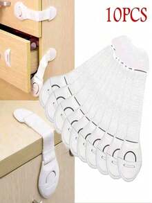 1/5/10件装多用途绑带锁，适用于橱柜、抽屉和马桶 - 可调节尼龙织带约束带，带安全扣件 - 白色 - 查看 11