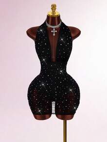 Amplova 水钻装饰露背紧身无袖派对礼服 - 黑色 - 查看 5