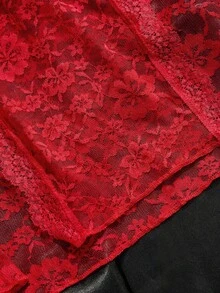SpicyHot Bộ 4 món: Váy lót ren có gọng cỡ lớn + Quần lọt khe + Miếng dán nhũ hoa, Gợi cảm cho ngày Valentine - Đỏ - Xem 3
