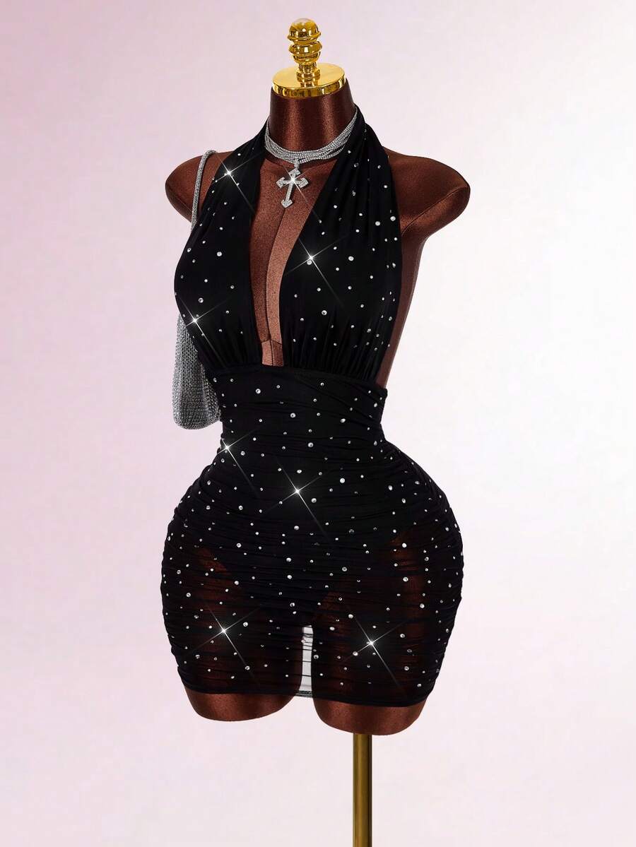 Amplova 水钻装饰露背紧身无袖派对礼服 - 黑色 - 查看 1