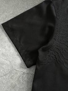 PAVTROS Chemise courte décontractée à coupe ample avec broderie de scorpion sombre dans le style INS, cadeau pour petit ami/mari, cadeau d'anniversaire, style années 2000 - Noir - Voir 4