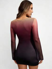 Avenya Váy dệt kim tay loe xếp ly họa tiết nhuộm loang màu ở eo - Nhiều màu - Xem 2