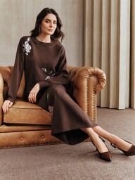 Anewsta Women's Elegant Beaded French Retro Knit 2 Pieces Set