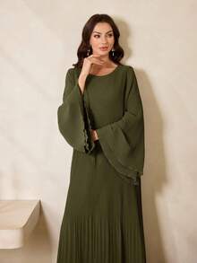 Al Najma Vestido de estilo de Oriente Medio, ropa casual y romántica para vacaciones para mujeres musulmanas - Verde - Ver 1