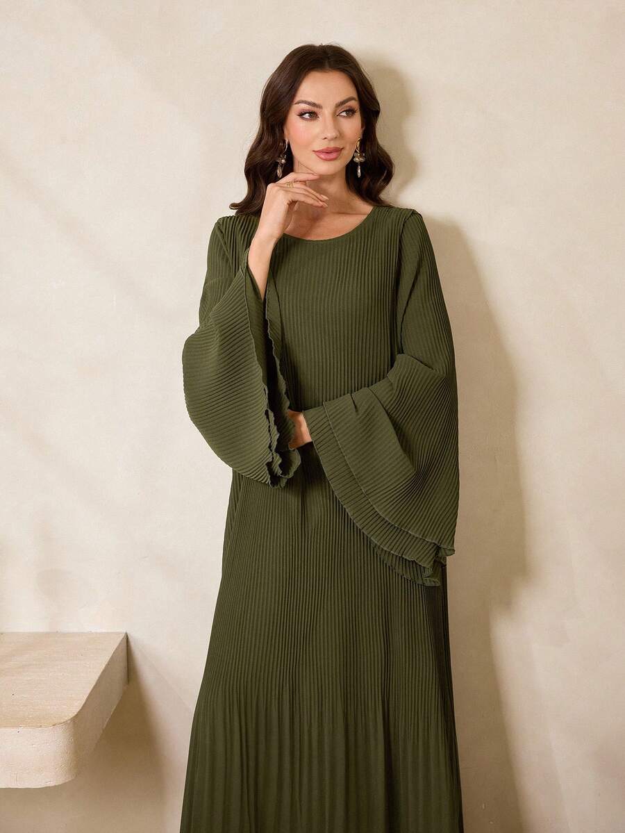 Al Najma Vestido de estilo de Oriente Medio, ropa casual y romántica para vacaciones para mujeres musulmanas - Verde - Ver 1