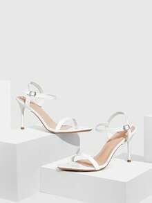CUCCOO SZL Women's Elegant Pointed Toe Heeled Sandals, Minimalist Design For Commuting - White - View 1