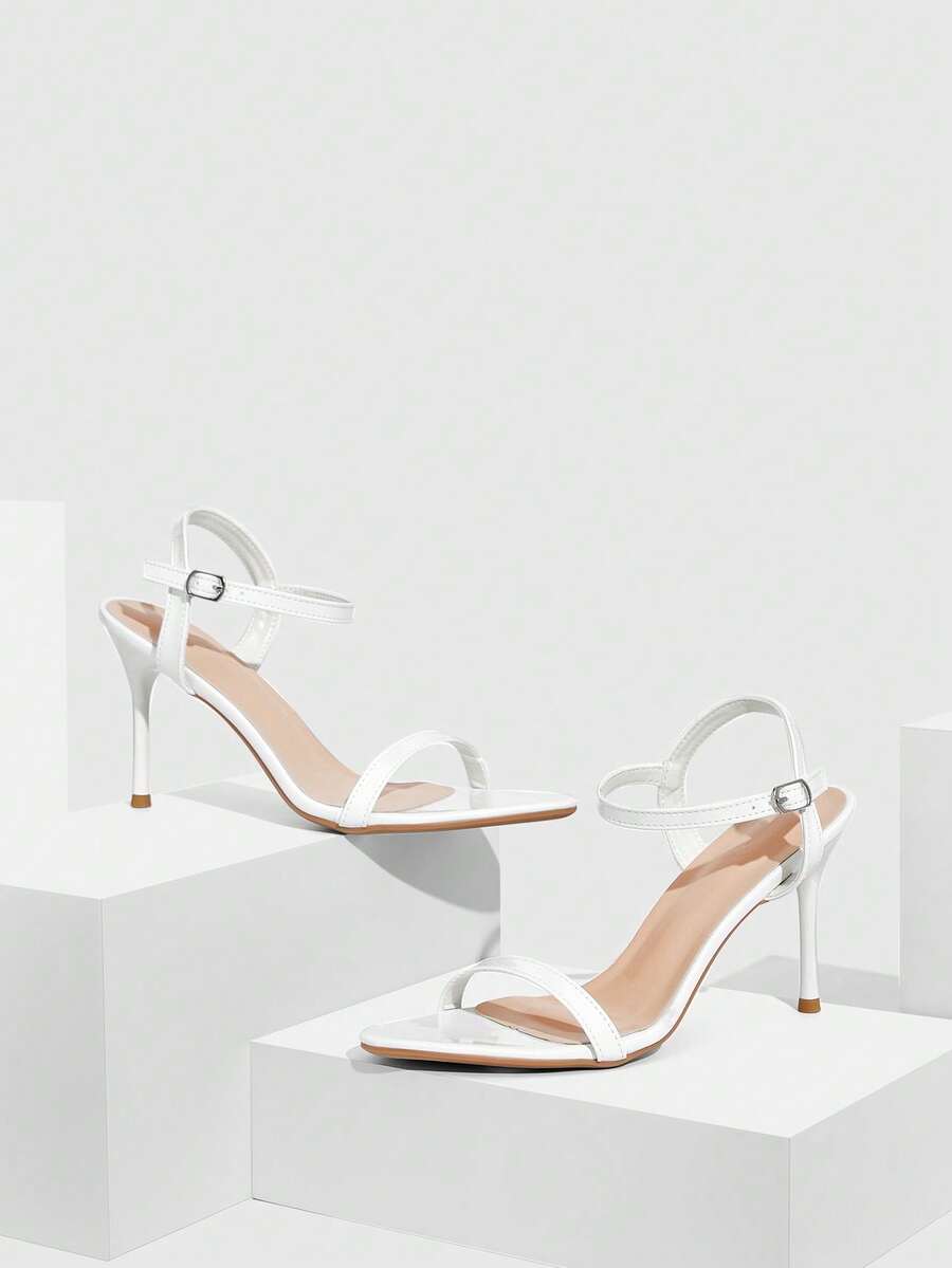 CUCCOO SZL Women's Elegant Pointed Toe Heeled Sandals, Minimalist Design For Commuting - White - View 1