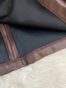 Franclia Women's Fashionable Midi Skirt, Elegant Midi Skirt, Party Midi Skirt, Versatile Midi Skirt, Asymmetrical Midi Skirt, Metal Buckle Midi Skirt, Button-Decorated Midi Skirt, Leather Midi Skirt, Spring And Autumn Midi Skirt, Winter Midi Skirt. - Coffee Brown - View 3