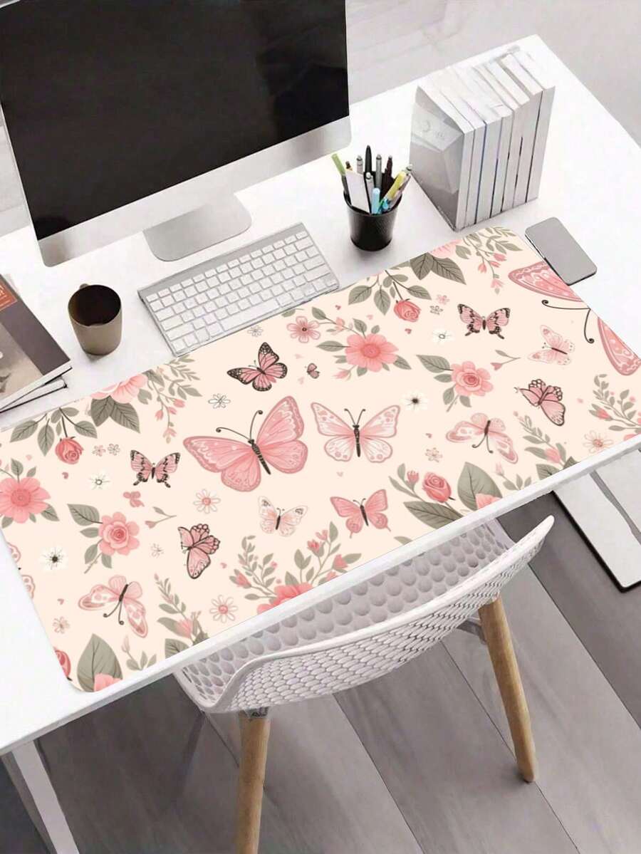 1pc Extra Large Butterfly Mouse Pad, Gaming Desk Mat, Big Keyboard Pad, Non-Slip Rubber Bottom, Gift Mouse Pad, Desk Protector, Study Pad, Multi-Size Options, Computer Keyboard Mat, Laptop Pad Christmas Gaming Mouse Pad - Multicolor - View 1