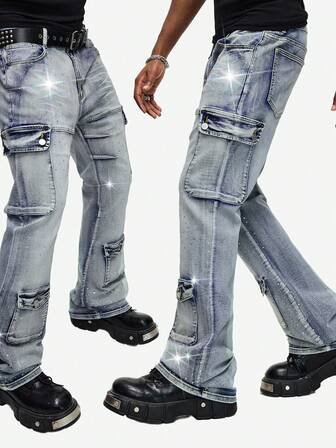 Street Life Herren Jeans mit Strass-Verzierung