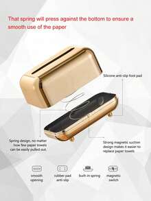 Cirelle Nordic-Style Creative Electroplating Highly Attractive Simple And Elegant Tissue Box,Home Stuff,Table,Home Decorations,Home Organization And Storage,Room Decor,Room Decor Bedroom,Kitchen Accessories,Kitchen Tools,Organiser Kitchen,Travel,Holiday - Gold - View 4