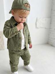 SHEIN Modieus, stoer, blauw overhemd met broek voor baby's (jongens), lente/herfst