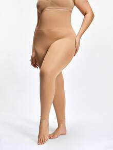 SHAPORA Plus Size Seamless High Waist Tight Slimming Shaping Leggings, Women Shapewear Panties, Ladies Body Shaper, Suitable For Home, Commute, Workout And Outerwear - Apricot - View 5