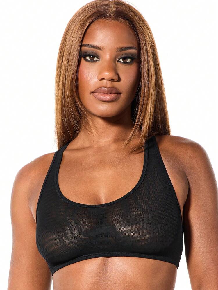 SUMWON WOMEN Mesh Double Layer Racer Bralette