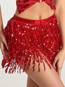 1件肚皮舞臀巾，甜美肚皮舞裙，饰以金币，埃及风肚皮舞服饰臀巾腰带，女士雪纺肚皮舞围巾，适合瑜伽、尊巴舞，肚皮舞服饰臀巾，女士肚皮舞流苏裙，亮片迷你裙，派对必备 - 彩色 - 查看 28