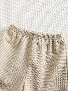 SHEIN Bộ 2 áo thun tay ngắn in chữ đơn giản dễ thương cho bé trai/bé gái và quần short - Nhiều màu - Xem 5