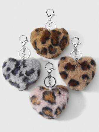 J-Fashion 1 Accesorio de llavero, colgante de bolso, accesorio de moda de alta calidad con estampado de leopardo horizontal degradado, simulación de cola de zorro de peluche multicolor estilo retro Y2K, color aleatorio, adecuado para uso diario de niñas y mujeres, regalo para fiestas