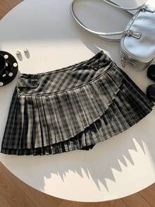 Comfortcana Váy kẻ caro thời trang thu đông 2025 dành cho nữ, kiểu dáng thường ngày, thích hợp cho Giáng sinh và Năm mới, váy dự tiệc thanh lịch, váy đi biển, váy kẻ caro thường ngày. - Xám - Xem 3