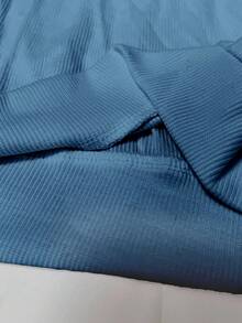 EMERY ROSE Plus Size Women's Casual Letter Printed Sweatshirt Pullover Fall & Winter - Blue - View 4