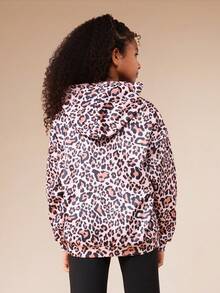 SUMWON Oversized Tween Girls Leopard Print Hoodie With Centre Pocket Casual Pullover Sweatshirt For Fall Winter Vacation - Multicolor - View 2