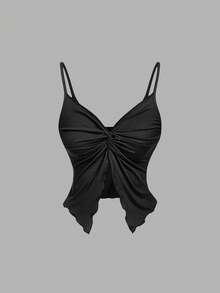 SHEIN MOD Bộ 4 áo ba lỗ hai dây đan chéo phía trước, màu trơn, dùng cho đi nghỉ và đi làm hàng ngày dành cho nữ, đa năng - Màu Hồng Tươi - Xem 10