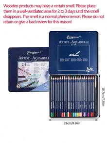 1 Bộ Bút Chì Màu Nước Hộp Thiếc 12/24/36/48 Màu, Bút Chì Màu Hình Tam Giác Dày Vỏ Gỗ Dùng Để Vẽ Tranh Trở Lại Trường Học - Nhiều màu - Xem 6