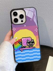 Nyan Cat X SHEIN 1 Ốp lưng điện thoại họa tiết hoạt hình dễ thương và sáng tạo, kết cấu cao cấp, đơn giản, hoàn toàn trong suốt, chống sốc và thời trang. Quà tặng Halloween và Giáng sinh, tương thích với iPhone - Nhiều màu - Xem 4