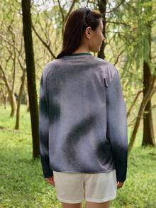 In My Nature 女士紫色扎染长袖圆领户外网眼T恤 - 紫色 - 查看 2