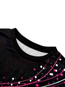 EMERY ROSE Standard Fit Round Neck Heart Print Black Long Sleeve T-Shirt - Multicolor - View 6