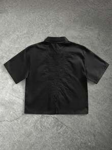 PAVTROS Chemise courte décontractée à coupe ample avec broderie de scorpion sombre dans le style INS, cadeau pour petit ami/mari, cadeau d'anniversaire, style années 2000 - Noir - Voir 6