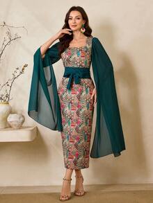 Al Najma New Spring/Summer Green Elegant Party Evening Dress For Women - Green - View 4