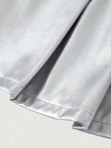 SHEIN MOD 女士时尚百搭褶裥迷你裙 - 銀色 - 查看 3