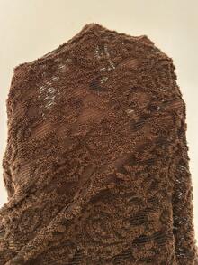 Sunnyshic 女士咖啡色针织波西米亚复古不对称下摆长袖T恤 - 咖啡棕 - 查看 7