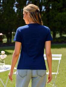 Women Blouses - Navy Blue - View 4