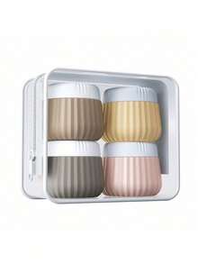 4件套TSA认证硅胶旅行收纳盒，防漏乳霜罐配透明袋，适用于面部、身体、手部乳液及护肤品 - 彩色 - 查看 7