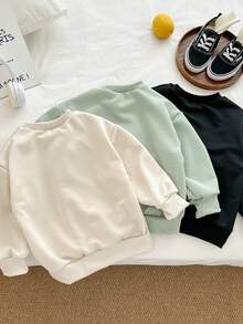 Genkimix Kids 3pcs Young Boys Letter Print Casual Stylish Crew Neck Sweatshirts