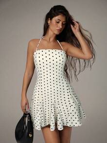 SHEIN Forever 21 春夏女装浪漫/舞会/正式/生日/90年代风格/商务休闲/优雅/西式/外出/时尚/休闲/千禧年风格/夜店/办公室/鸡尾酒会/复古/紧身/锐舞派对/音乐节/趣味/优雅/老钱风/街头风/度假装/乡村音乐会/工作装/端庄/春假/单身派对/演唱会/酷炫/基础款/毕业/A字裙/波点迷你裙 - 杏色 - 查看 1