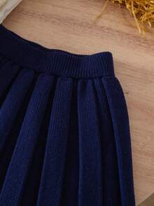 Navy Blue School Girl 2pcs Set, Autumn Back-To-School Outfit, Knitted Cardigan With Sailor Collar And Pleated Skirt, Japanese School Uniform For Young Girls - Royal Blue - View 11