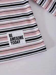 Sparklyn 2pcs Girls Casual Ribbed Fitted Stand Collar Long Sleeve Top And Flared Pants Set, Autumn/Winter - Multicolor - View 3