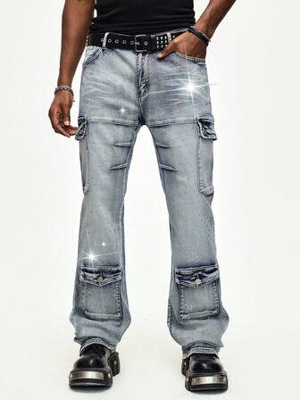 Street Life Herren Jeans mit Strass-Verzierung
