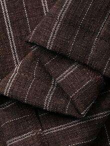 Livesso 2pcs Women Winter Striped Collar Tie Jacket And Casual Pants Set - Brown - View 7