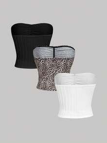 SHEIN MOD Áo không dây 3 mảnh có chi tiết nơ có thiết kế theo phong cách học sinh, lấy cảm hứng từ phong cách cổ điển, hoàn hảo cho cả công sở và đi làm. - Nhiều màu - Xem 2