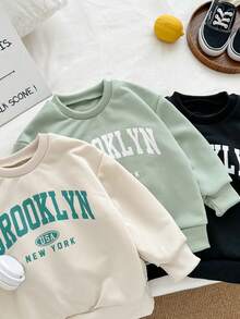 Genkimix Kids 3pcs Young Boys Letter Print Casual Stylish Crew Neck Sweatshirts
